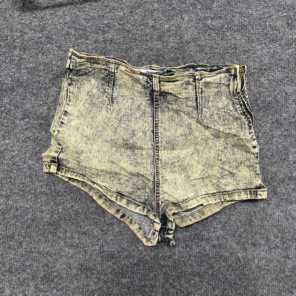Cello Shorts Womens Size M Acid Wash Denim High Waisted Side Zip Cheeky Festival